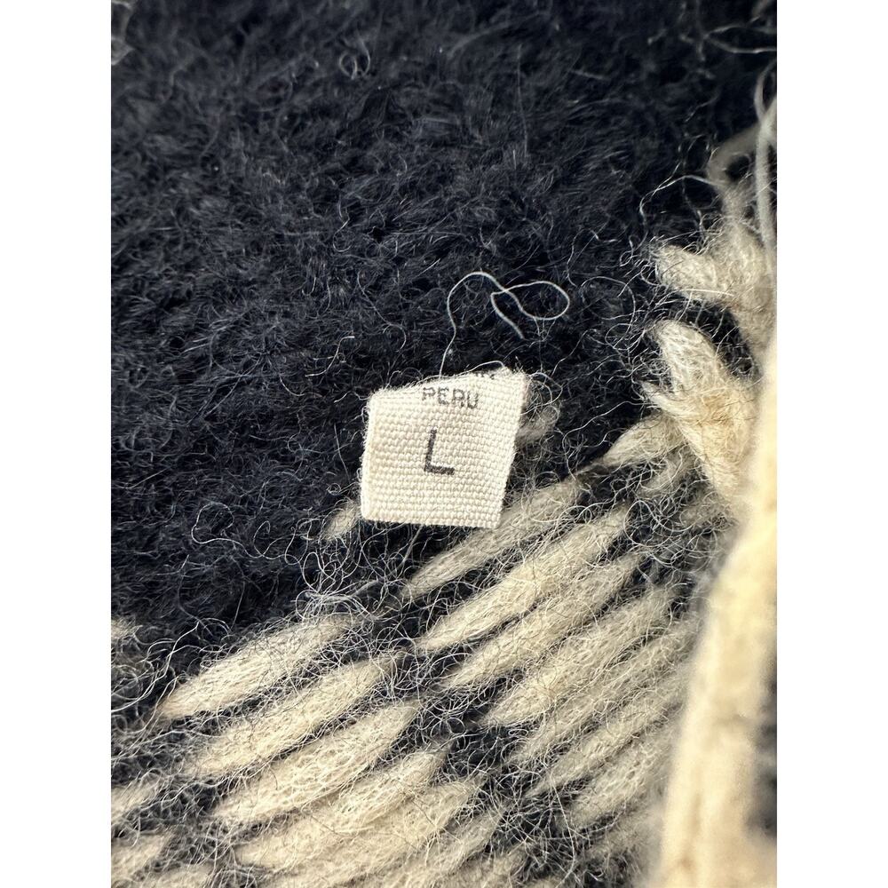 DOEN Size Lrg Black Field Sweater in Aberdeen Fair Isle Soft Baby Alpaca Blend - Picture 5 of 8